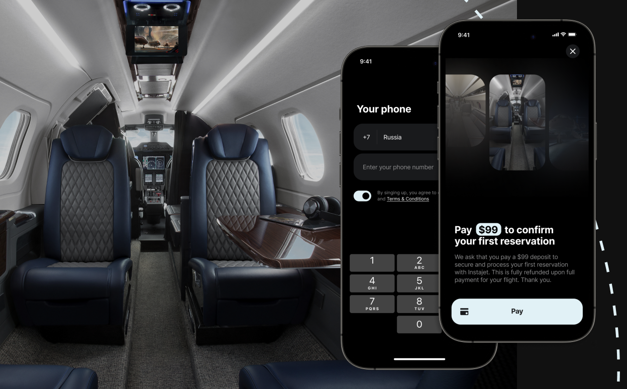 Интерфейс регистрации Instajet